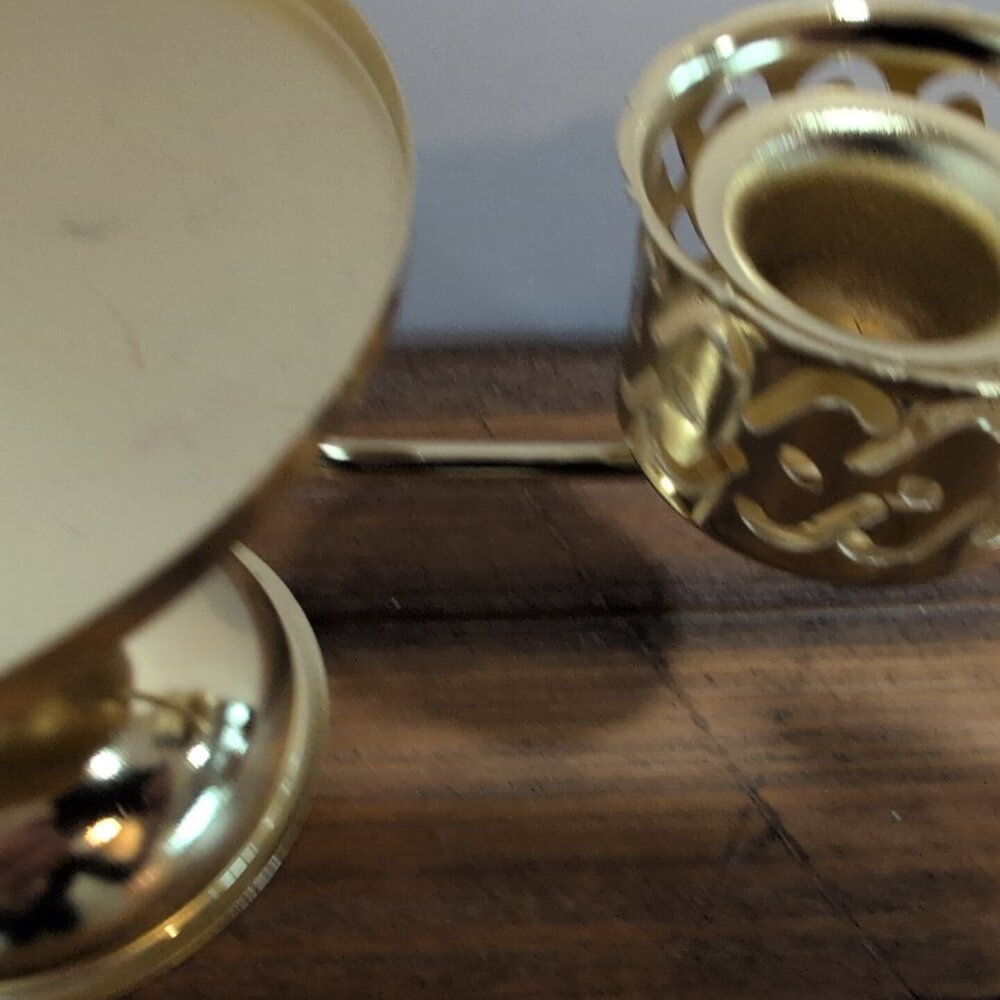 Vintage Gold-toned Candle Holder Taper Candle Pillar Candle MCM - Picture 3 of 6